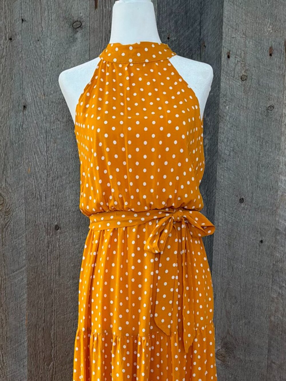 La Parisienne Yellow Dress with White Polkadots Size M - Picture 3 of 8